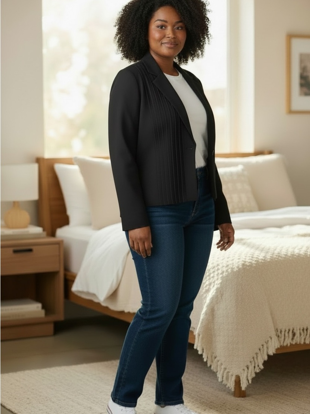 Women's Black Ponte Blazer Jacket